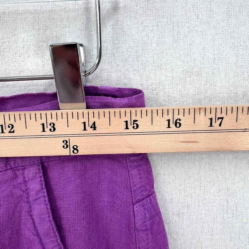Enza Costa Pants Women Large Purple Linen Wide Leg High Rise Pocket Casual - Picture 13 of 16